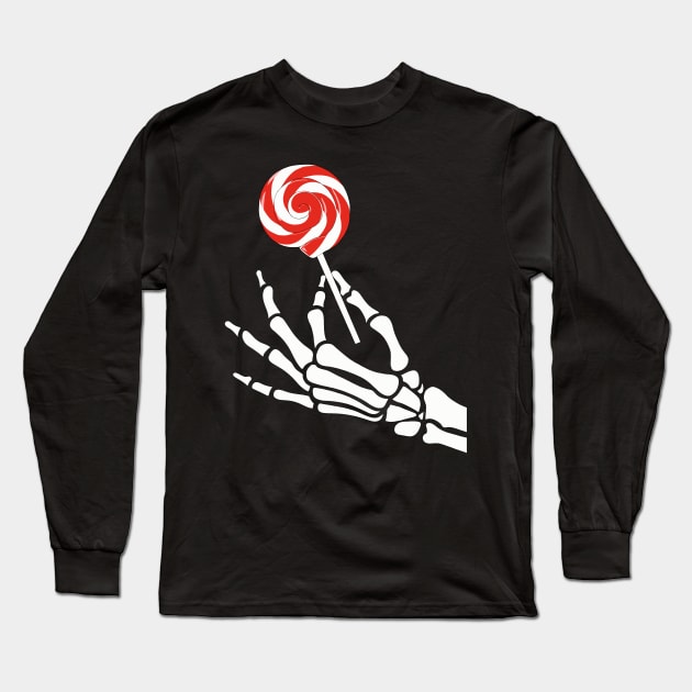 Skeleton Hand Holding Lollipop Long Sleeve T-Shirt by HananAlshehri